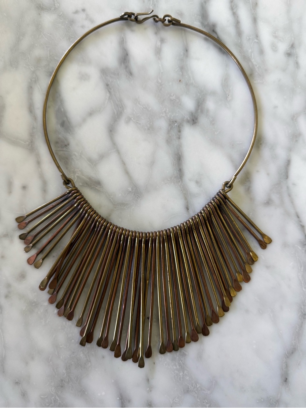 VIntage Statement Brass Fringe Collar Necklace